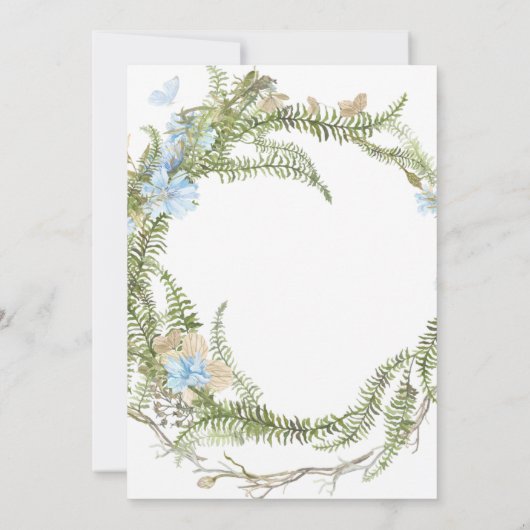 Rustic Summer Fern Wreath Rehearsal Dinner Invitat Kaart (Achterkant)