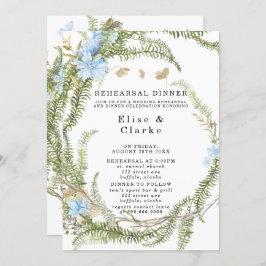 Rustic Summer Fern Wreath Rehearsal Dinner Invitat Kaart