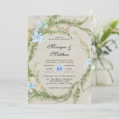 Rustic Summer Fern Wreath Wedding Kaart (Staand voorkant)