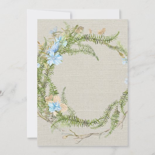 Rustic Summer Fern Wreath Wedding Kaart (Achterkant)