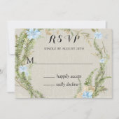 Rustic Summer Fern Wreath Wedding Rsvp Kaart (Voorkant)