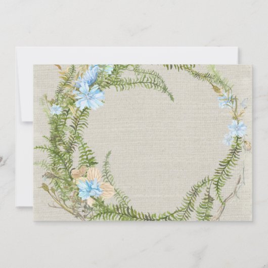 Rustic Summer Fern Wreath Wedding Rsvp Kaart (Achterkant)