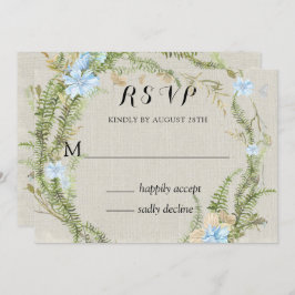 Rustic Summer Fern Wreath Wedding Rsvp Kaart