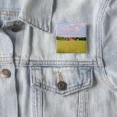Rustic summer field, Helsingia, Sweden Vierkante Button 5,1 Cm (In situ)