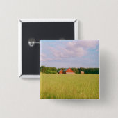 Rustic summer field, Helsingia, Sweden Vierkante Button 5,1 Cm (Voorkant /achterkant)