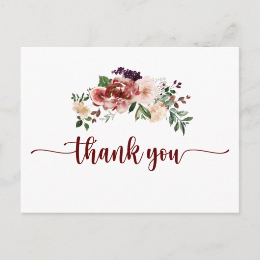 Rustic Summer Floral Calligraphy Dank je Briefkaart (Voorkant)