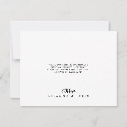 Rustic Summer Floral Calligraphy Flat Wedding Bedankkaart (Achterkant)