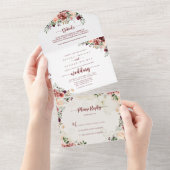 Rustic Summer Floral Calligraphy Wedding All In One Uitnodiging (Afscheurbaar)