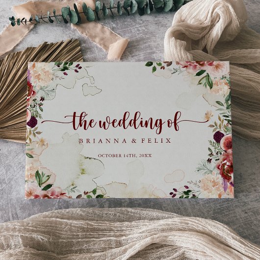 Rustic Summer Floral Calligraphy Wedding Gastenboek