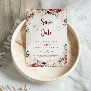 Rustic Summer Floral Calligraphy Wedding Save The Date