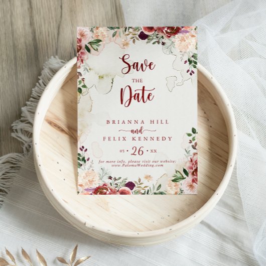Rustic Summer Floral Calligraphy Wedding Save The Date