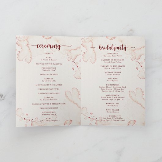 Rustic Summer Floral Folded Wedding Programme Programma (Binnen)