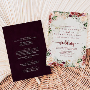 Rustic Summer Floral Front & Back Wedding Kaart