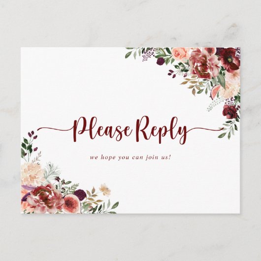 Rustic Summer Floral Menu Choice RSVP (Voorkant)