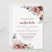 Rustic Summer Floral Nuestra Boda Wedding Kaart (Voorkant)