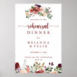 Rustic Summer Floral Rehearsal Dinner Welcome Sign Poster<br><div class="desc">Dit mooie zomerpleidooi voor een bloemetjesheroefening is perfect voor een eenvoudige trouwrepetitie. Het ontwerp is voorzien van bruine,  roze en bloemen van de waterverf met groene bladeren op een bruinachtige,  bevlekte achtergrond.</div>