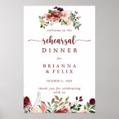 Rustic Summer Floral Rehearsal Dinner Welcome Sign Poster (Voorkant)