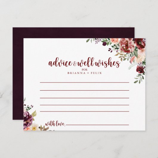 Rustic Summer Floral Weddenschap Card Briefkaart (Voorkant / Achterkant)