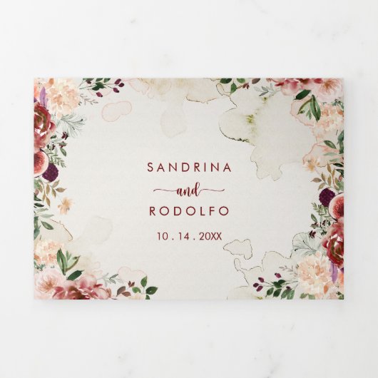 Rustic Summer Floral Wedding of Drieluik Uitnodiging (Cover)