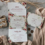 Rustic Summer Floral Wedding of Drieluik Uitnodiging<br><div class="desc">Deze rustige zomerbloemige bruiloft van een drievoudige uitnodiging is perfect voor een moderne bruiloft. Het ontwerp is voorzien van bruine,  roze en bloemen van de waterverf met groene bladeren op een bruinachtige,  bevlekte achtergrond.</div>