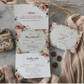 Rustic Summer Floral Wedding of Drieluik Uitnodiging
