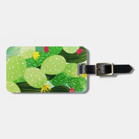 Rustic Summer Greenery Succulent Glitter Bagagelabel (Voorkant horizontaal)