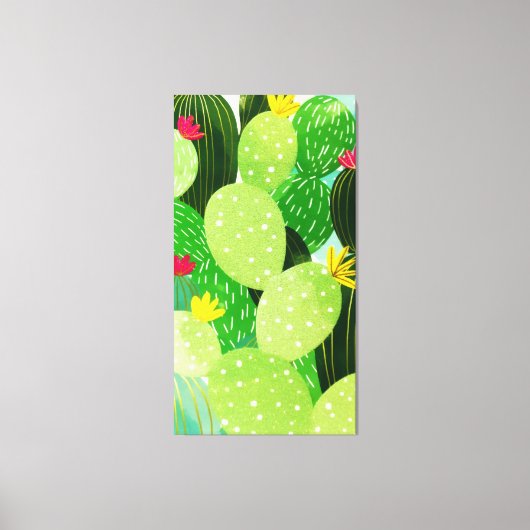 Rustic Summer Greenery Succulent Glitter Canvas Afdruk (Voorkant)
