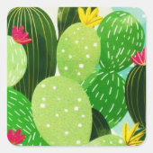 Rustic Summer Greenery Succulent Glitter Vierkante Sticker (Voorkant)