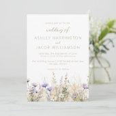 Rustic Summer Meadow Wildflower Wedding Kaart (Staand voorkant)