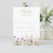 Rustic Summer Meadow Wildflower Wedding RSVP Card Kaartje (Staand voorkant)