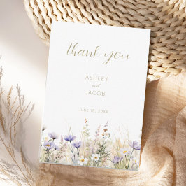 Rustic Summer Meadow Wildflower Wedding Thank You  Kaart