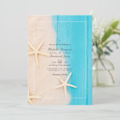 Rustic Summer QR Code RSVP Strand Huwelijk Kaart (Staand voorkant)