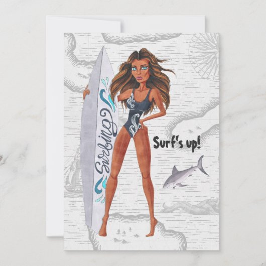 Rustic Summer Surf Beach Bachelorette Kaart (Voorkant)