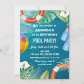 Rustic Summer Swimming Pool Party Birthday Invita Kaart (Voorkant)