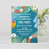 Rustic Summer Swimming Pool Party Birthday  Invita Kaart (Staand voorkant)