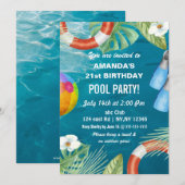 Rustic Summer Swimming Pool Party Birthday  Invita Kaart (Voorkant / Achterkant)