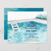Rustic Summer Swimming Pool Party Birthday  Invite (Voorkant / Achterkant)