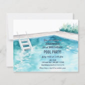 Rustic Summer Swimming Pool Party Birthday  Invite (Voorkant)