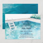 Rustic Summer Swimming Pool Party Birthday Invite Kaart (Voorkant / Achterkant)
