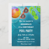 Rustic Summer Swimming Pool Party Birthday Kaart (Voorkant)