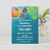 Rustic Summer Swimming Pool Party Birthday Kaart (Staand voorkant)