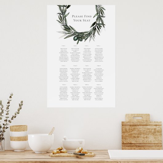 Rustic Summer Wedding Seating Chart Poster (Keuken)