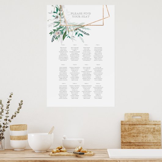 Rustic Summer Wedding Seating Chart Poster (Keuken)