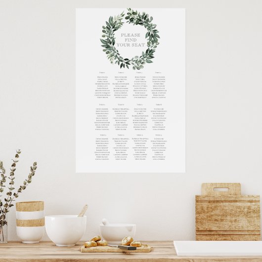 Rustic Summer Wedding Seating Chart Poster (Keuken)