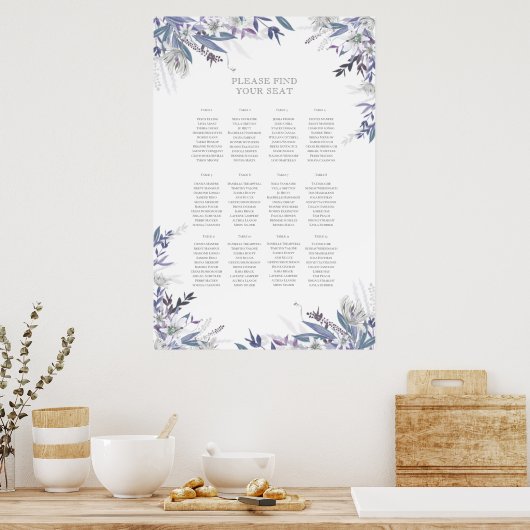 Rustic Summer Wedding Seating Chart Poster (Keuken)