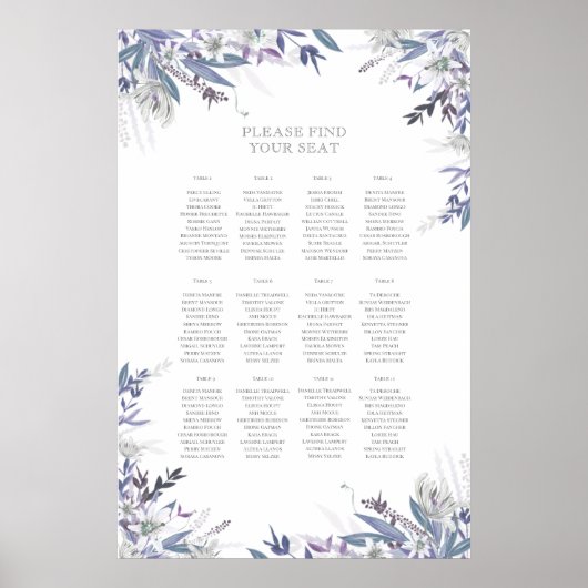 Rustic Summer Wedding Seating Chart Poster (Voorkant)