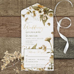 Rustic Summer Wildbloemen & Daisies Dinner All In One Uitnodiging<br><div class="desc">OOK VERKRIJGBAAR MET EEN QR CODE OM TE SCANNEN. Vier je liefdesverhaal met de tijdloze schoonheid van een zomereinde. Onze rustieke bruiloft uitnodiging heeft een boeiende arrangement van met de hand geperste wilde bloemen, die doet denken aan lange zomerdagen. Zachte witte madeliefjes mengen zich met salie groene bladeren, delicate witte...</div>