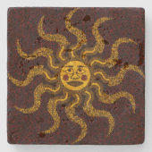 Rustic Sun Face Travertine Tegel Onderzetter (Voorkant)