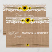 Rustic Sun Flower zal mijn matron zijn. Kaart (Voorkant / Achterkant)