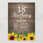 Rustic Sunflower 18th Birthday Uitnodiging<br><div class="desc">Rustic Sunflower 18th Birthday Invitation. Floral Flowers en Rustic Wood Background landretro. Vrouwendag. 12e 13e 15e 16e 18e 21e 30e 40e 50e 60e 70e 90e 100e, om het even welke leeftijd. Afdrukbaar digitaal. Voor verdere aanpassing, te klikken gelieve de knoop "van de Aanpassing het"en ons ontwerphulpmiddel te gebruiken om deze...</div>